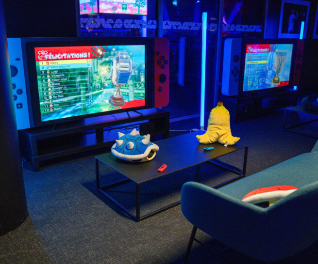 Soirée gaming corporate Arbre Vert salon – team building entreprise – Agence Maven