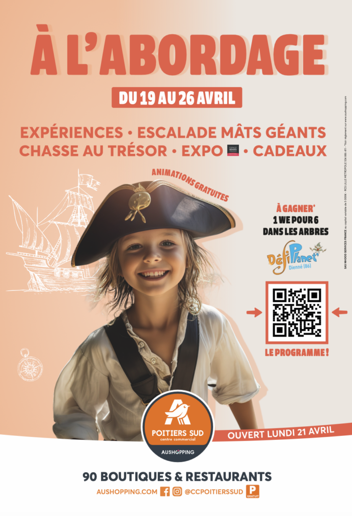 Charte graphique Aushopping Poitiers Sud – A l'abordage - communication centre commercial – Agence Maven