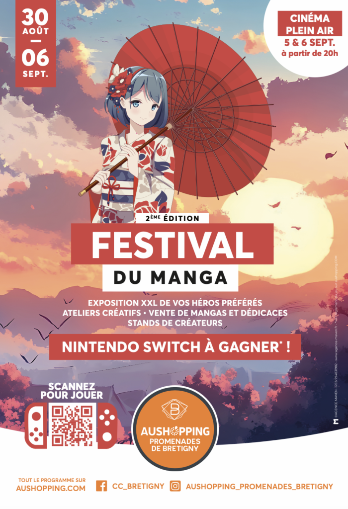 Charte graphique Aushopping Promenades de Brétigny - Festival Manga - Agence Maven