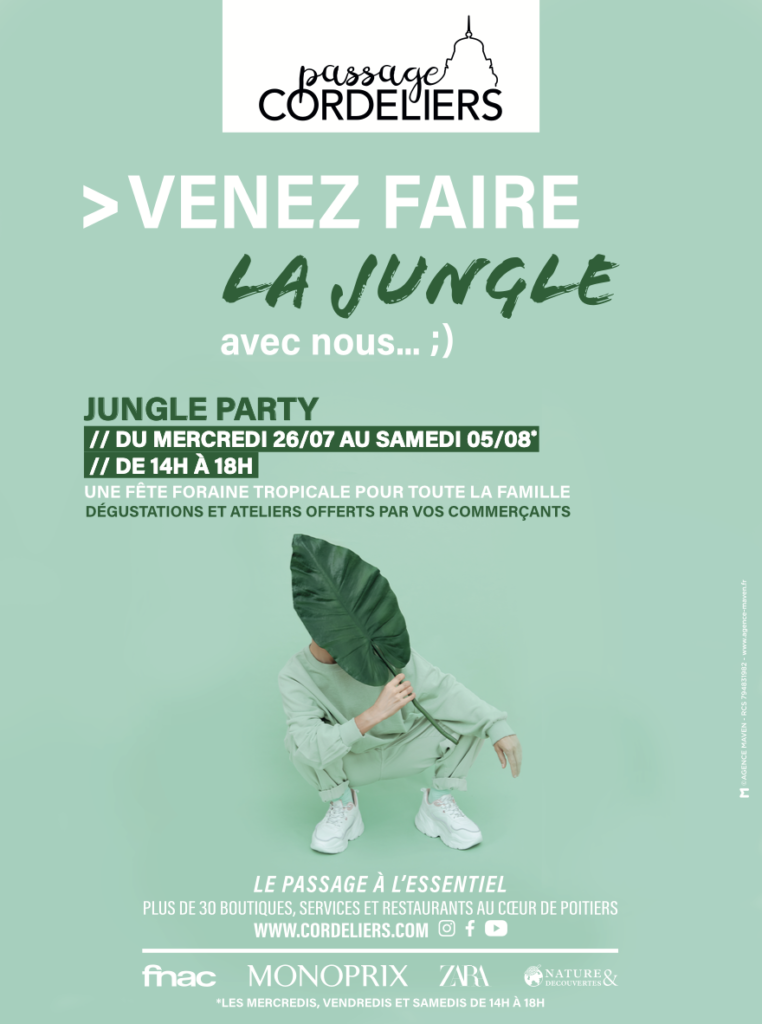 Charte graphique Passage Cordeliers Poitiers – Jungle - communication centre commercial – Agence Maven