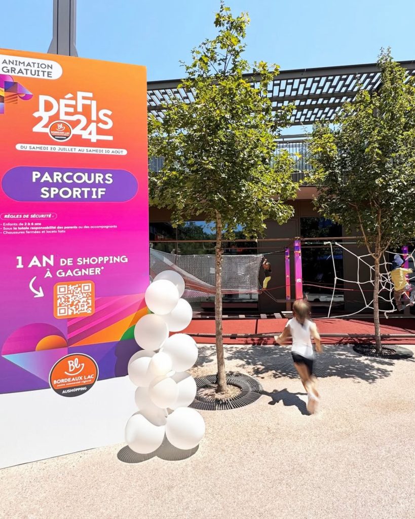 Défis 2024 animation été Aushopping Bordeaux Lac – parcours sportif - opération retail – Agence Maven