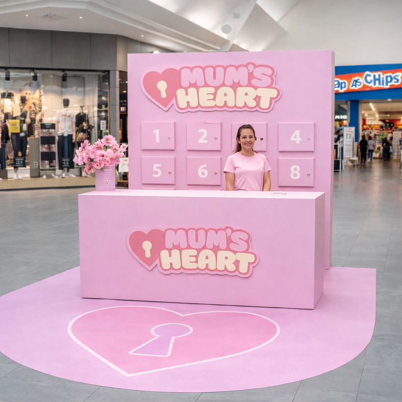 Animation Fête des mères centre commercial – activation calendaire – Mum's heart stand - Agence Maven