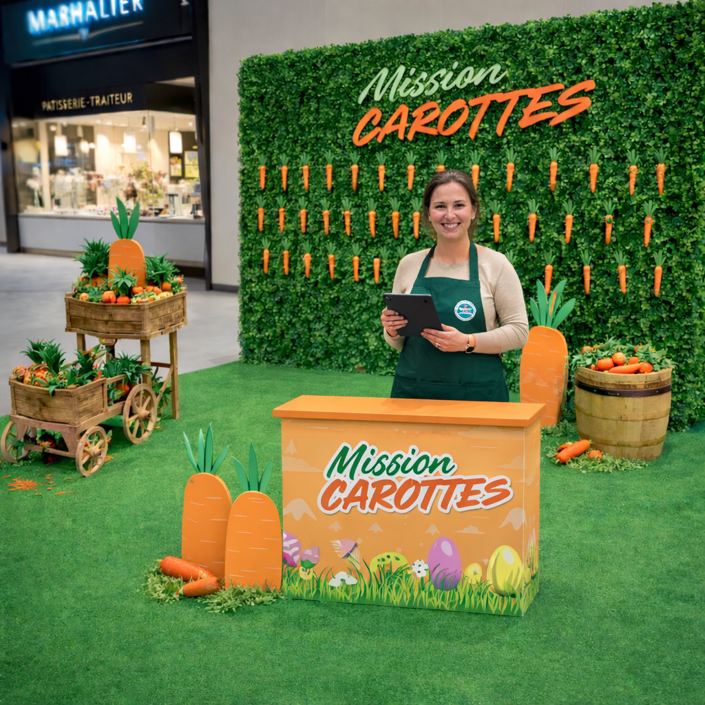 Animation Pâques centre commercial – mission carottes retail – Agence Maven